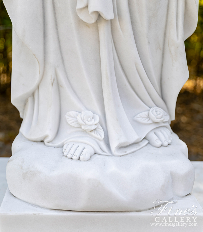 Marble Statues  - A Statuary White Marble Our Lady Of Lourdes Statue - 63 Inch - MS-1480